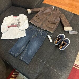 Bundle of 4 Kenneth Cole Reaction Dark Blue Straight Jeans faux leather jacket